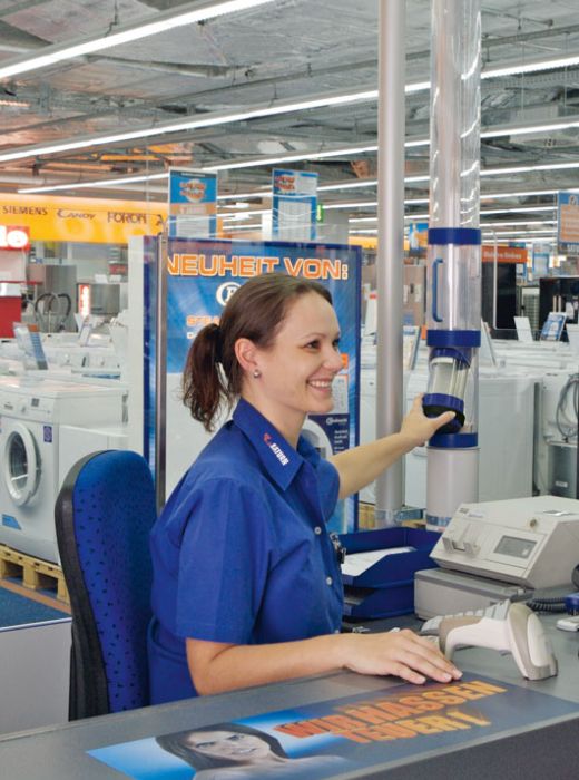 Handling mit Bargeld mit Rohrpostanlagen